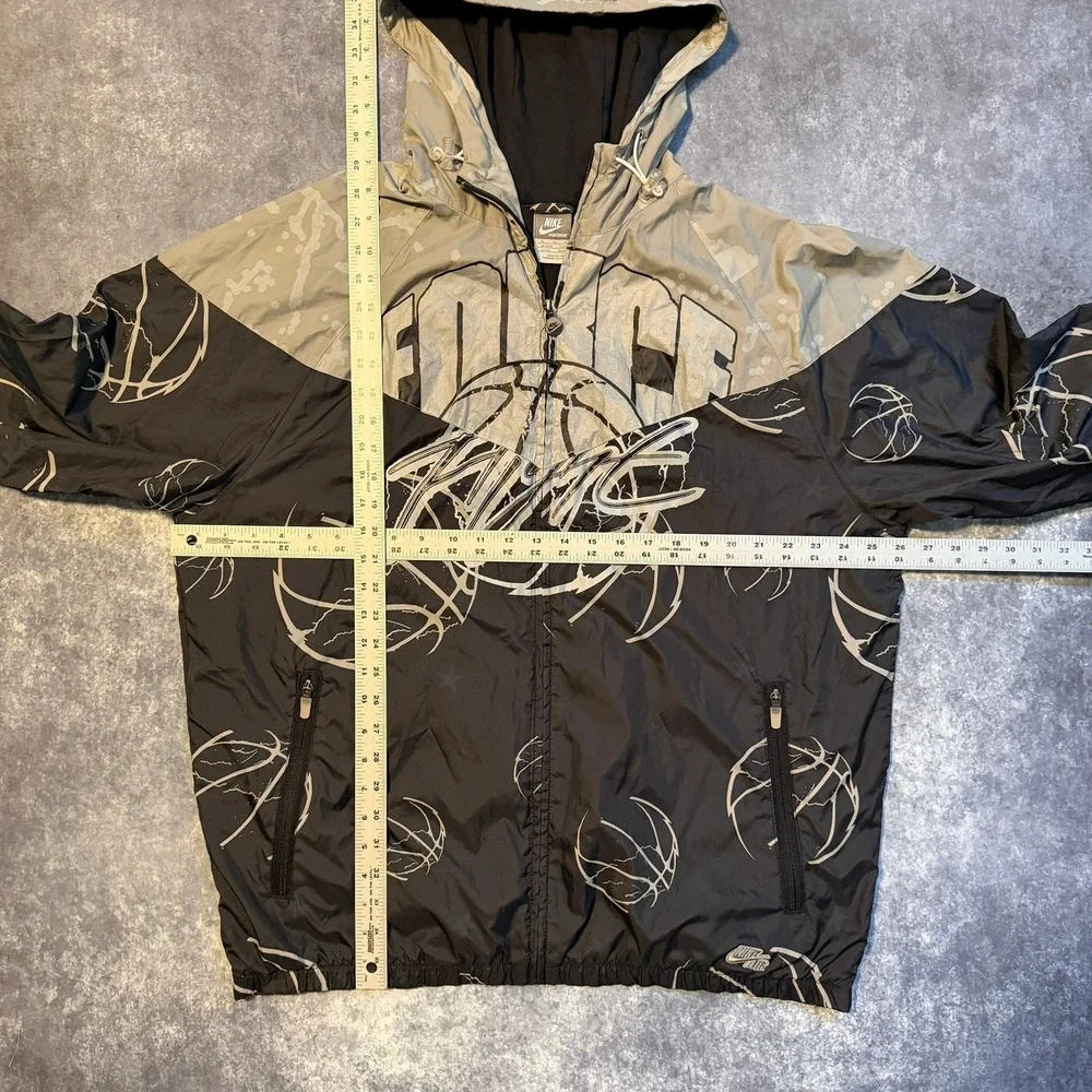 Nike Air Force Flight Basketball Windbreaker All Over Print Jacket Mens XL Black